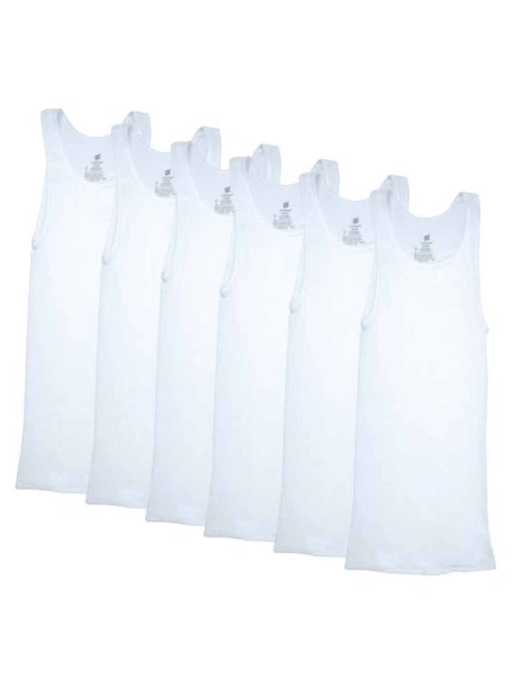 6-Pack Ribbed Cotton Tank Undershirts Scoop Neck Tagless Moisture Wicking